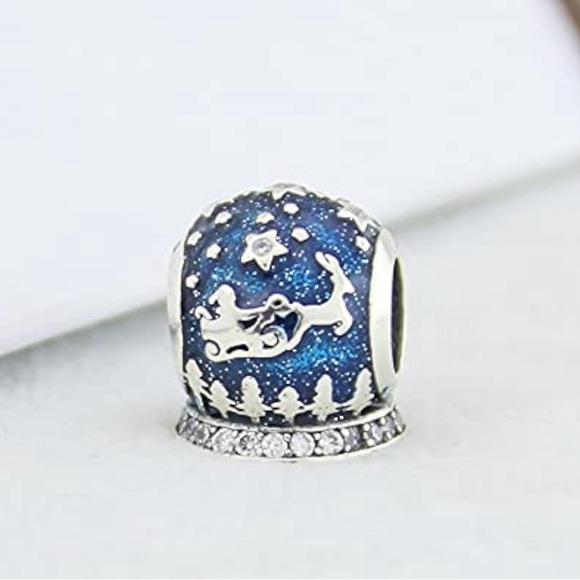 Jewelry - Pandora Silver Enamel Christmas Night Bead